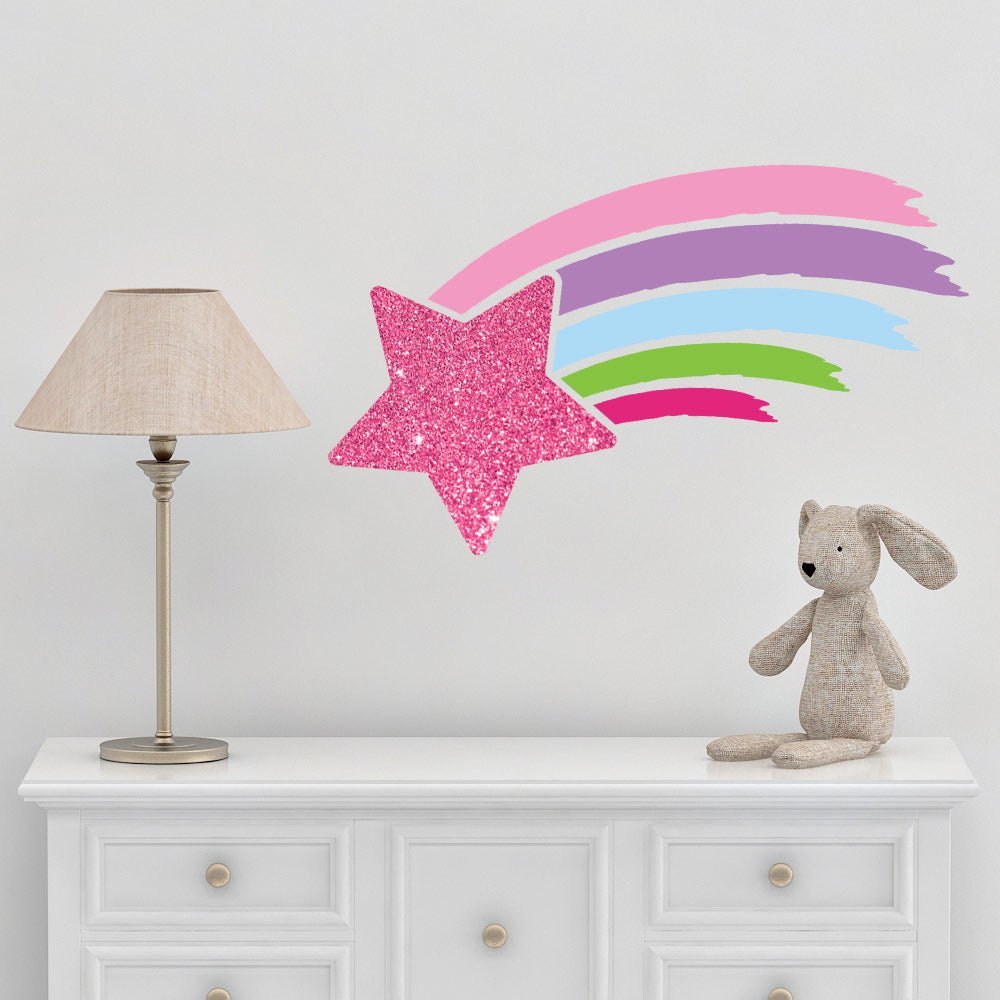 Rainbow Shooting Star Sparkly Glitter Wall Sticker image 1