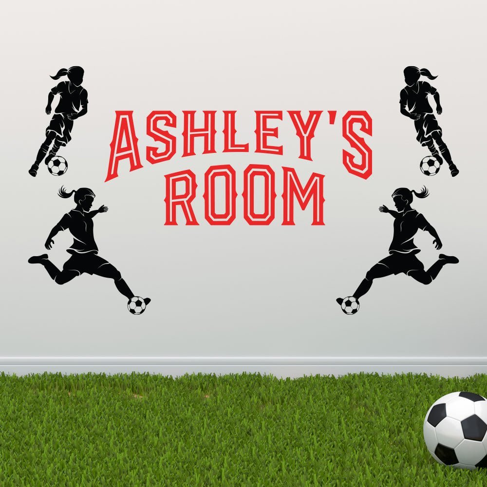 Personalised Girls Football Wall Sticker image 2