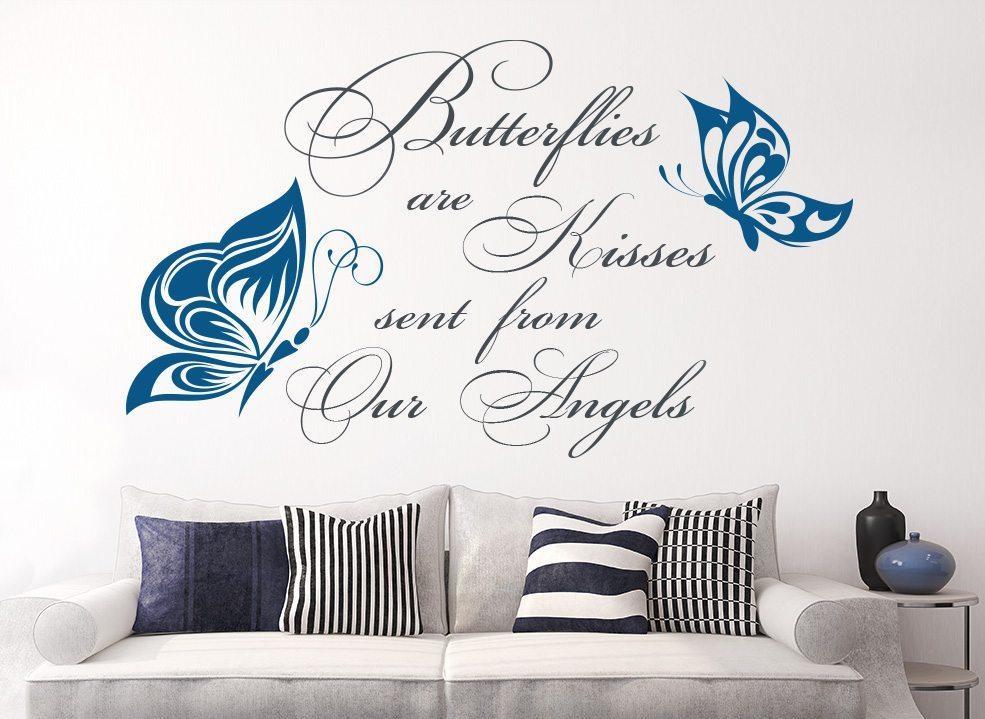 Butterflies Are Kisses Quote Wall Art Sticker image 2