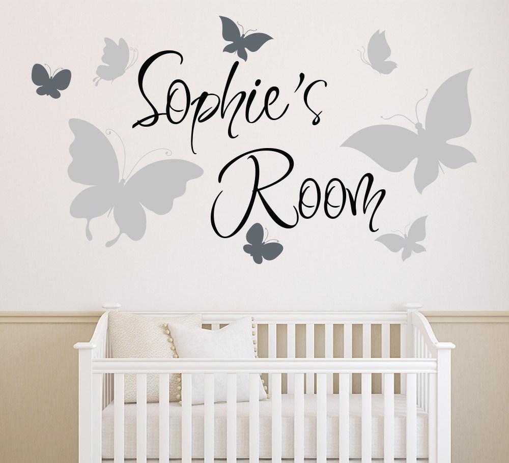 Personalised Wall Sticker with Cute Butterflies image 1