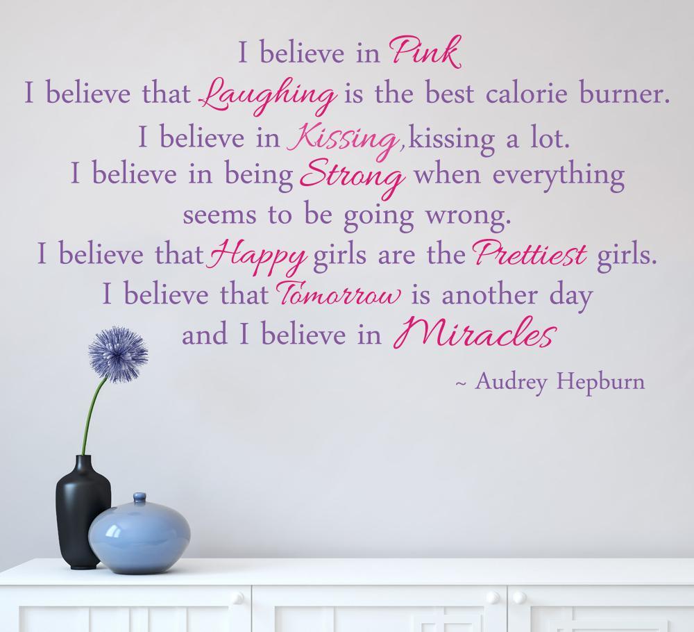 Audrey Hepburn Wall Sticker I Believe Quote image 0
