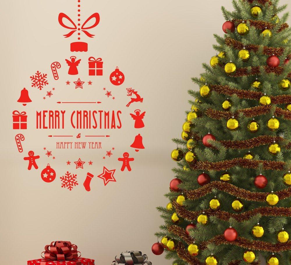 Christmas Bauble with Greetings Wall Art Sticker image 0