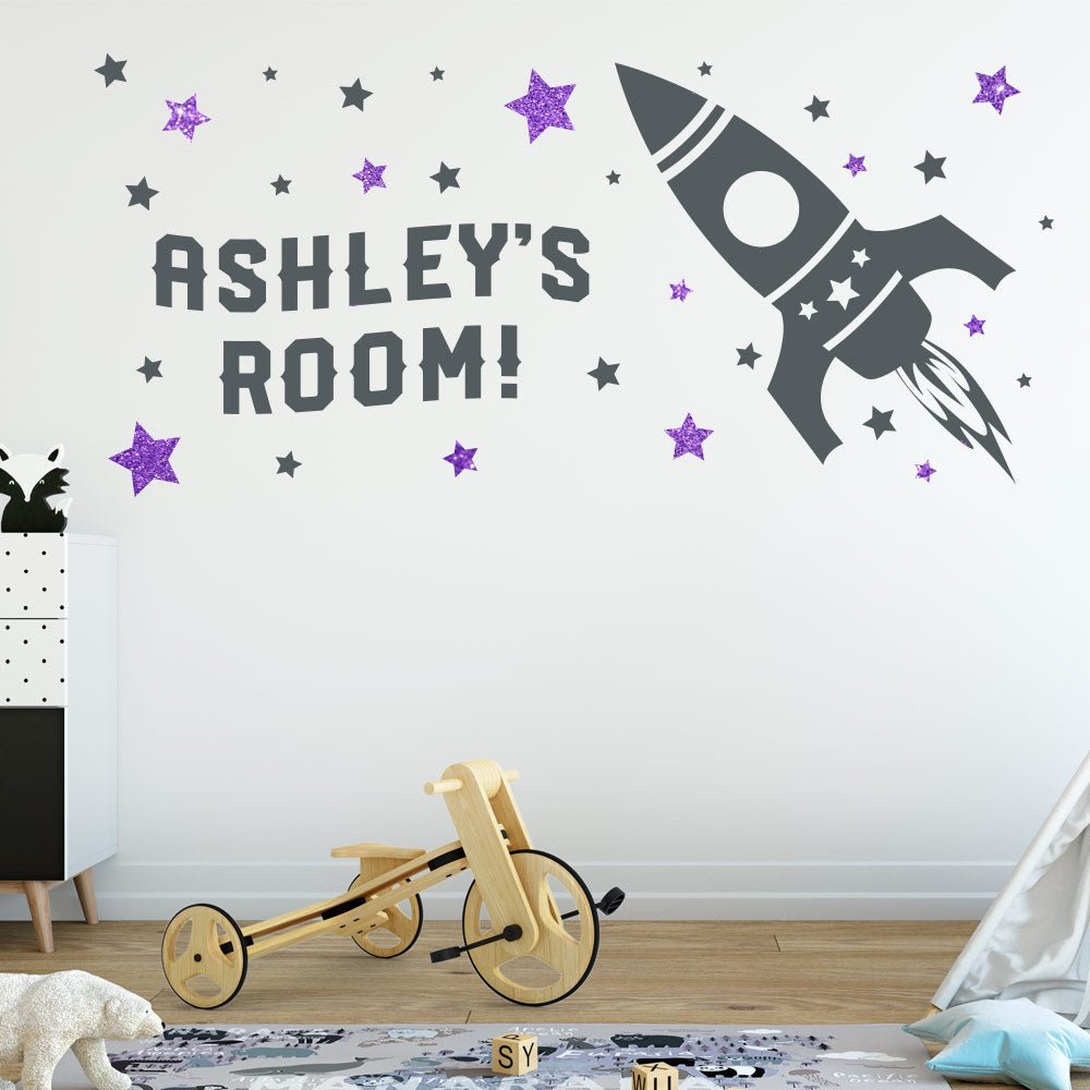 Space Ship Rocket Wall Sticker Personalised image 2