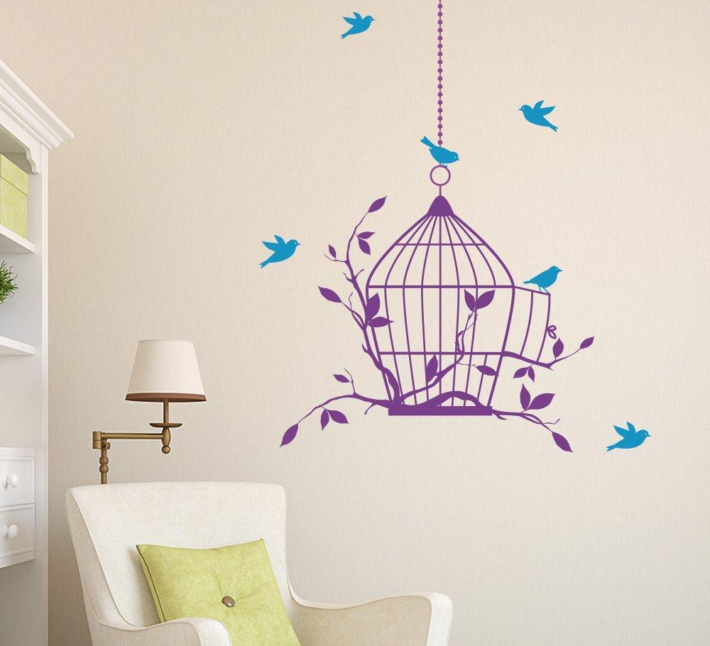 Birdcage and Birds Wall Art Sticker Decal image 2