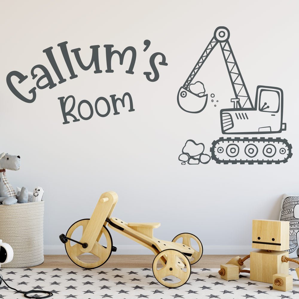 Personalised Digger Truck Wall Sticker image 2