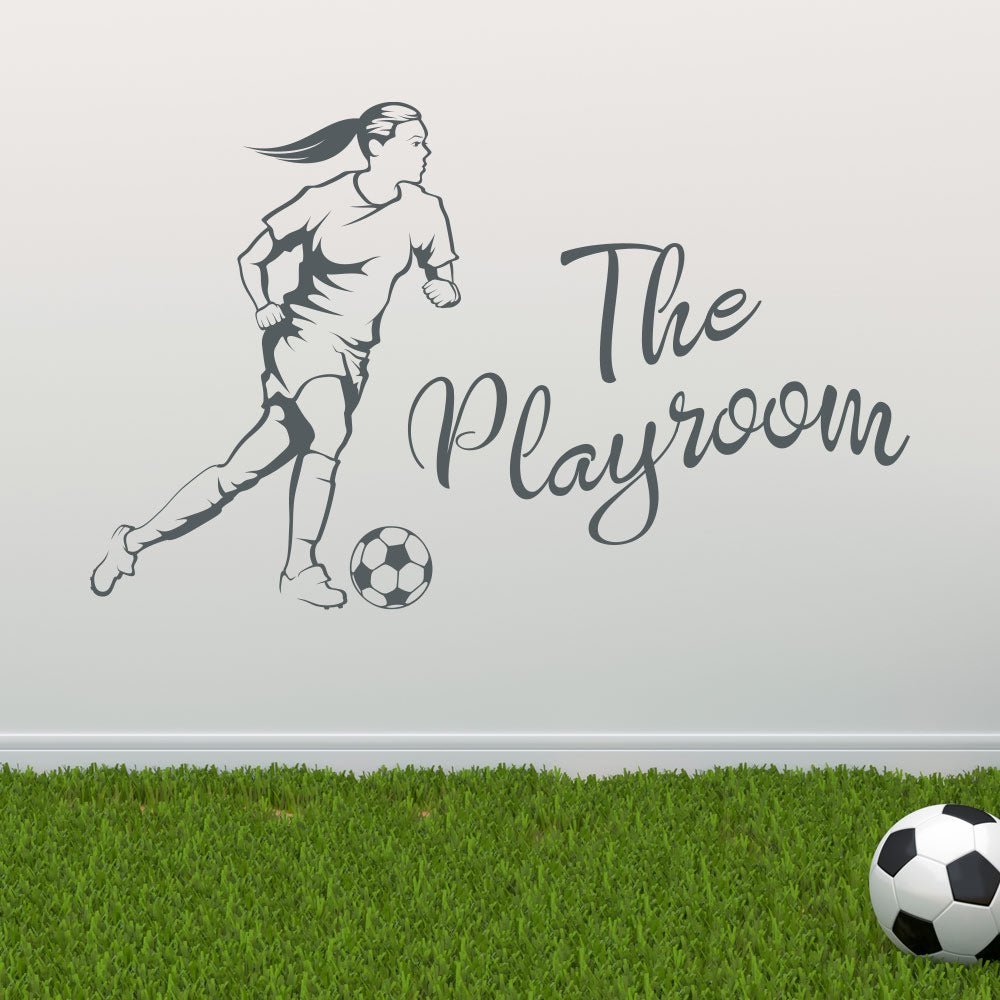 Girls Football Striker Personalised Wall Sticker image 2