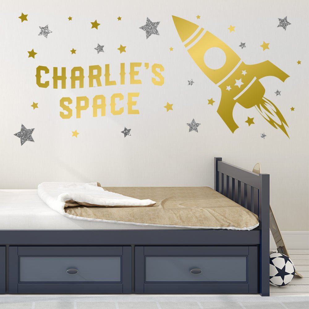 Space Ship Rocket Wall Sticker Personalised image 1