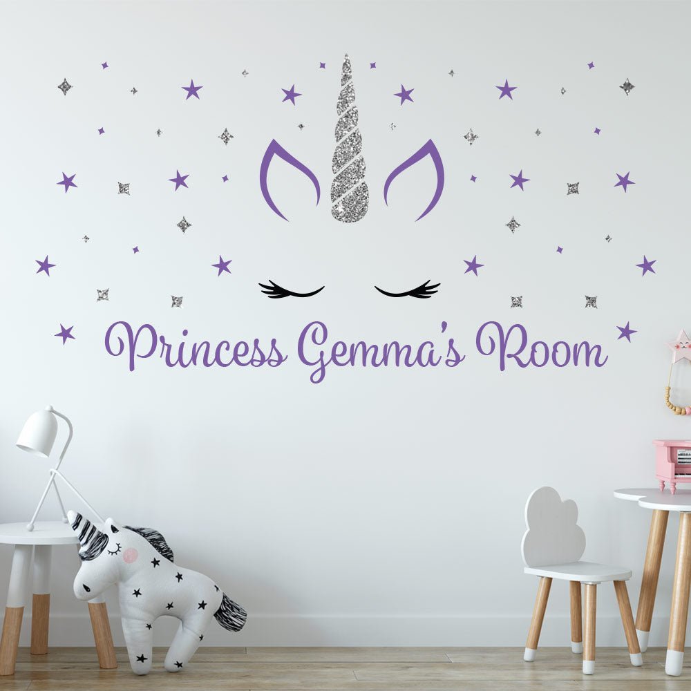 Personalised Unicorn Sparkly Wall Sticker image 1