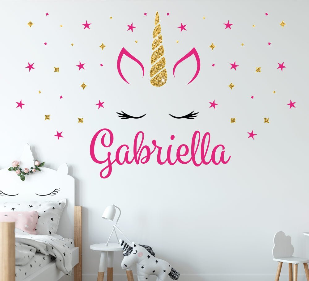 Personalised Unicorn Sparkly Wall Sticker image 0