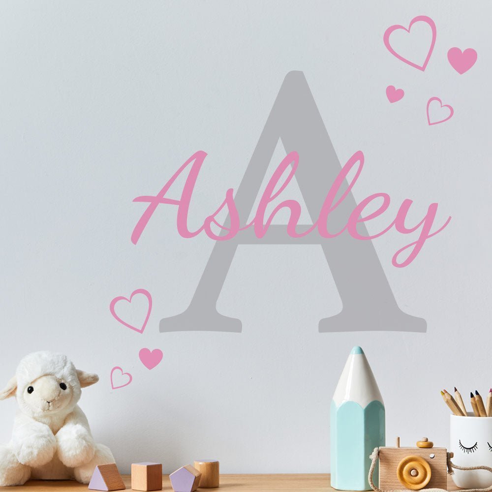 Personalised Wall Sticker Monogram with hearts image 0