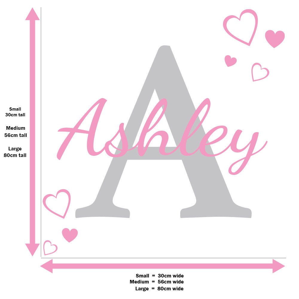 Personalised Wall Sticker Monogram with hearts image 3