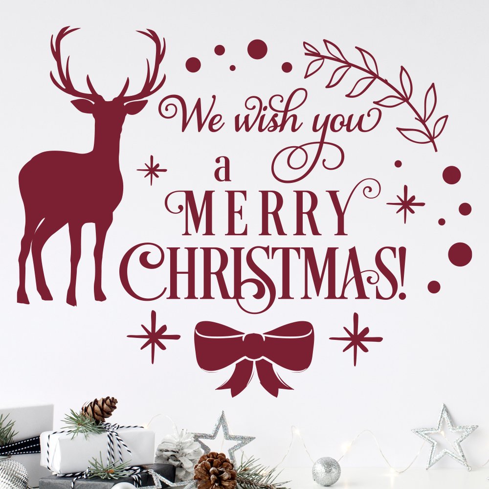 Christmas Window  Wall Sticker We wish you a merry Christmas image 0