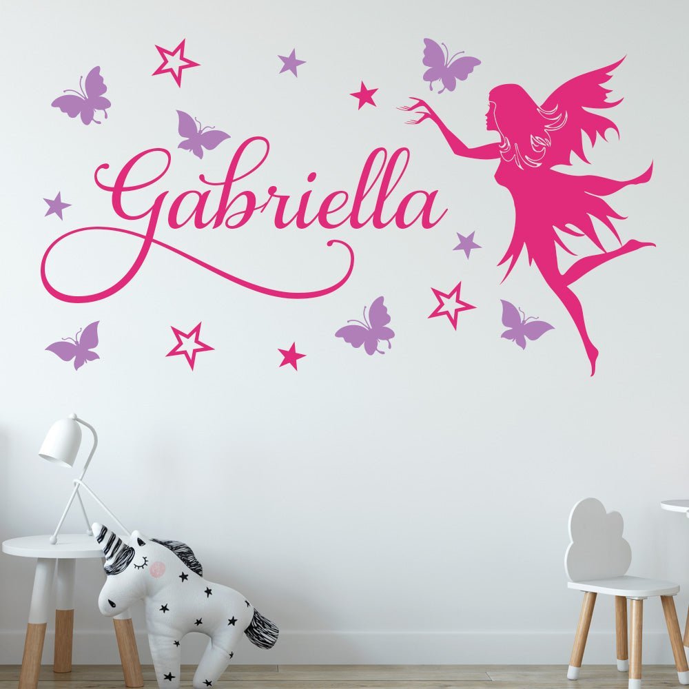 Butterfly Fairy Girls Wall Sticker Personalised image 0