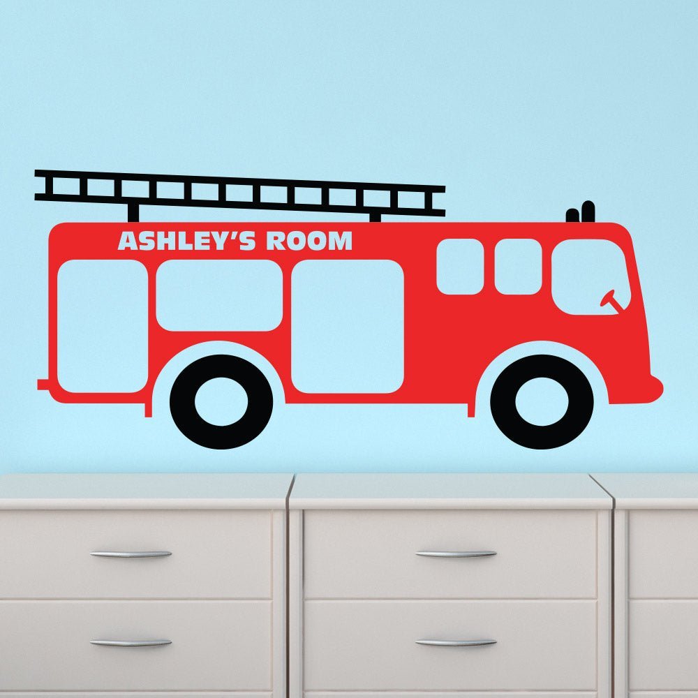Fire Engine Truck Boys Wall Art Sticker Personalised image 0