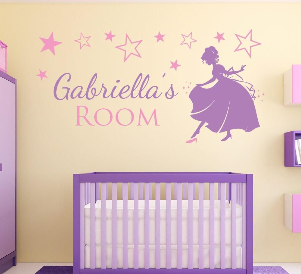 Personalised Princess With Stars Wall Sticker image 2