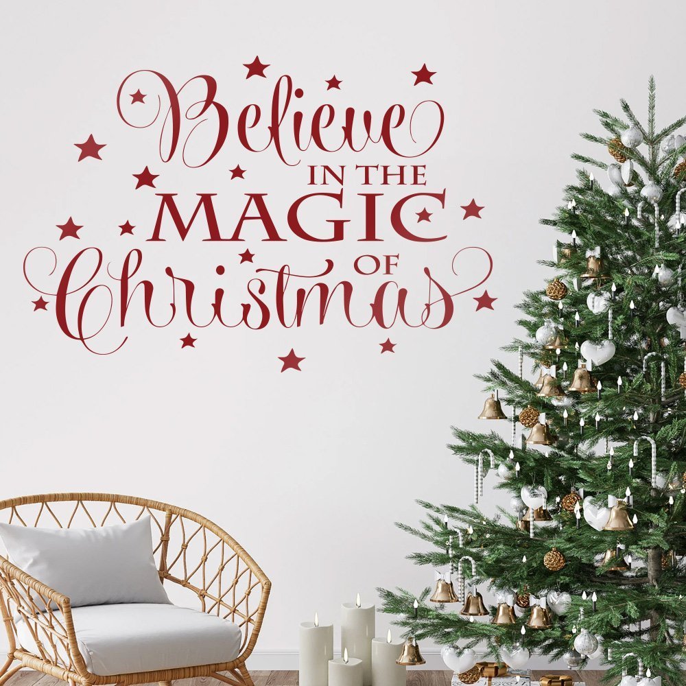 Christmas Window Sticker Believe in Magic of Christmas image 1