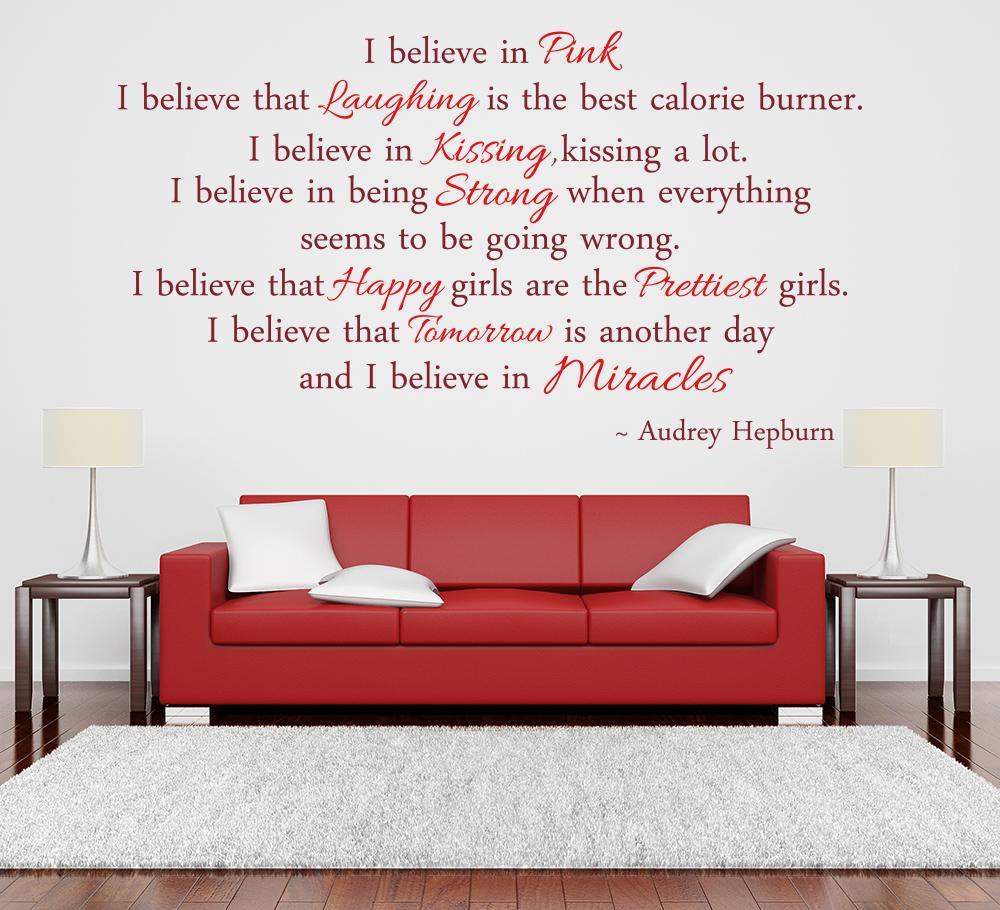 Audrey Hepburn Wall Sticker I Believe Quote image 2