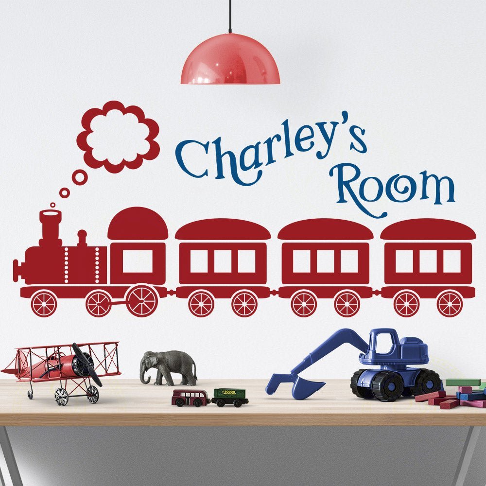 Choo Choo Steam Train Wall Sticker Personalised image 0