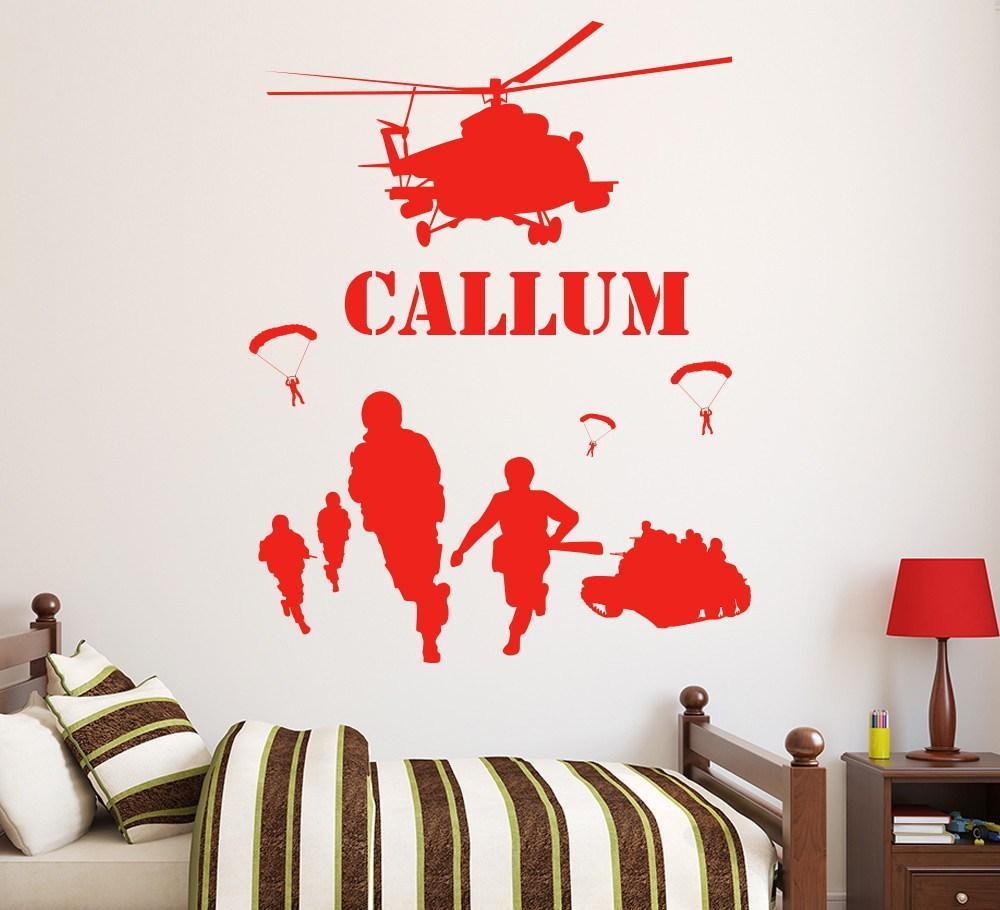 Army Men Helicopter Scene Wall Sticker image 2