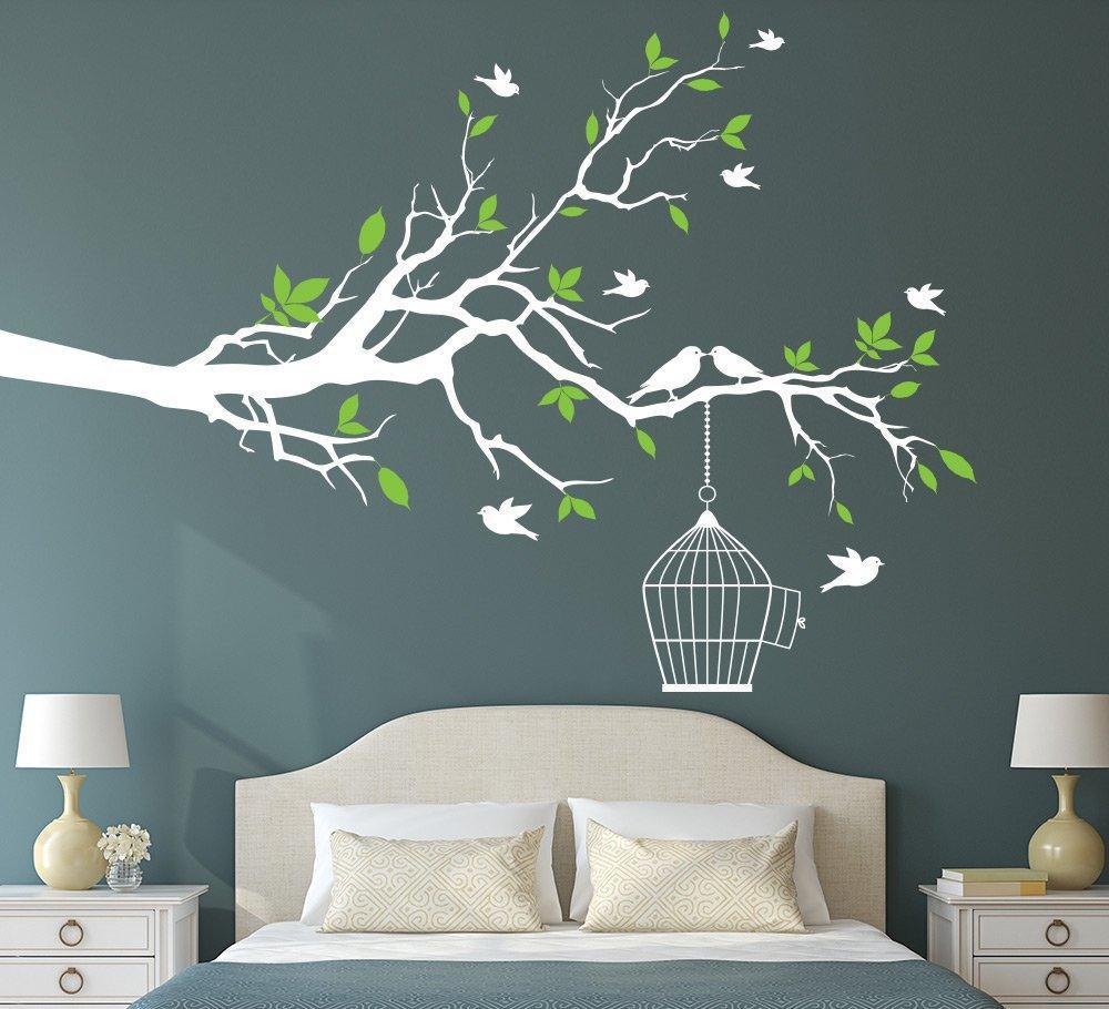 Tree Branch with Bird Cage Wall Art Sticker image 2
