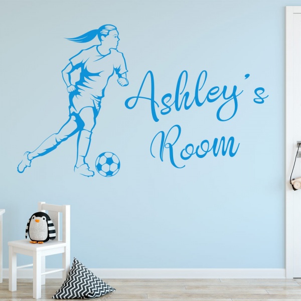 Girls Football Striker Personalised Wall Sticker
